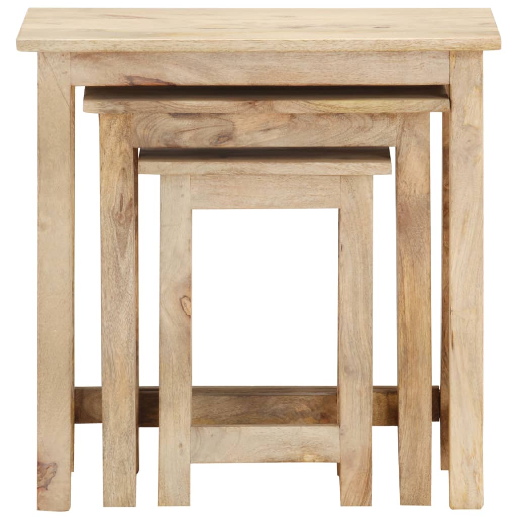 Tavolini Impilabili 3 pz in Legno Massello di Mango | homemem39