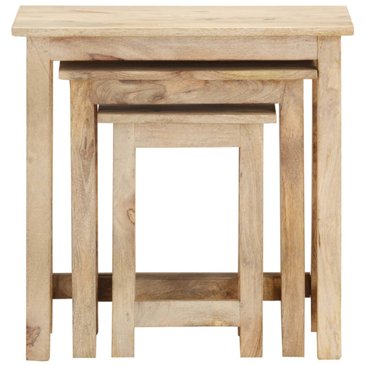 Tavolini Impilabili 3 pz in Legno Massello di Mango | homemem39