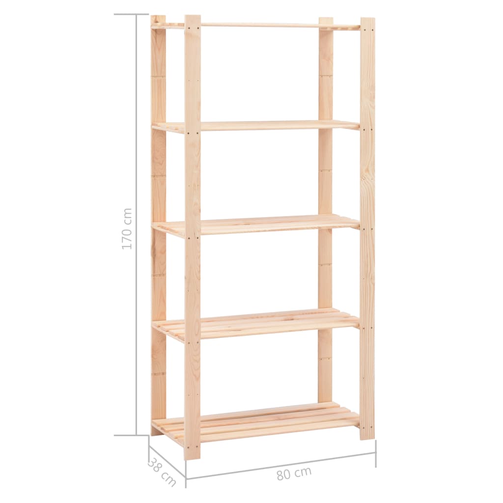 Scaffali a 5 Livelli 2 pz 80x38x170 cm Massello Pino 250 kg | homemem39