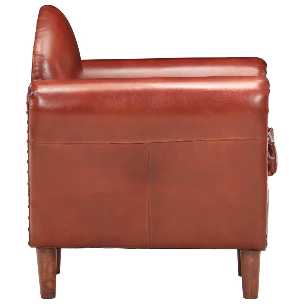 Poltrona a Pozzetto Marrone 77x65x79 cm in Vera Pelle | homemem39