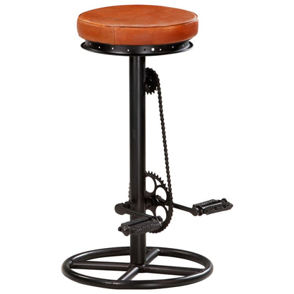 Bar Stools 2 pcs Black and Brown in Genuine Goatskin