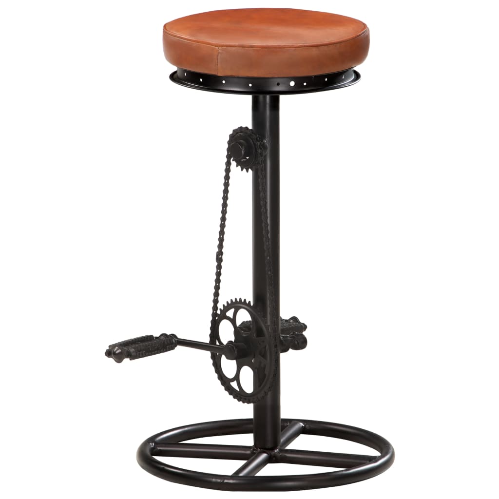 Bar Stools 2 pcs Black and Brown in Genuine Goatskin