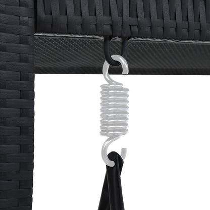 Dondolo da Giardino 3 Posti con Baldacchino in Polyrattan Nero | homemem39