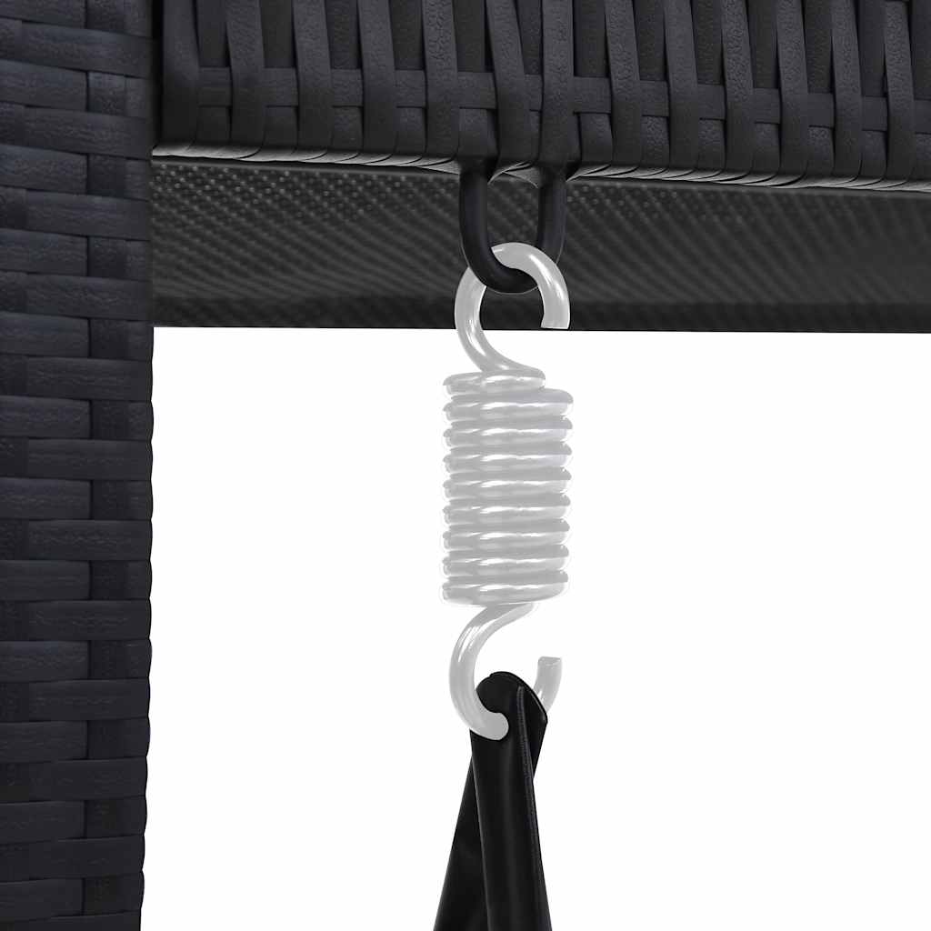 Dondolo da Giardino 3 Posti con Baldacchino in Polyrattan Nero