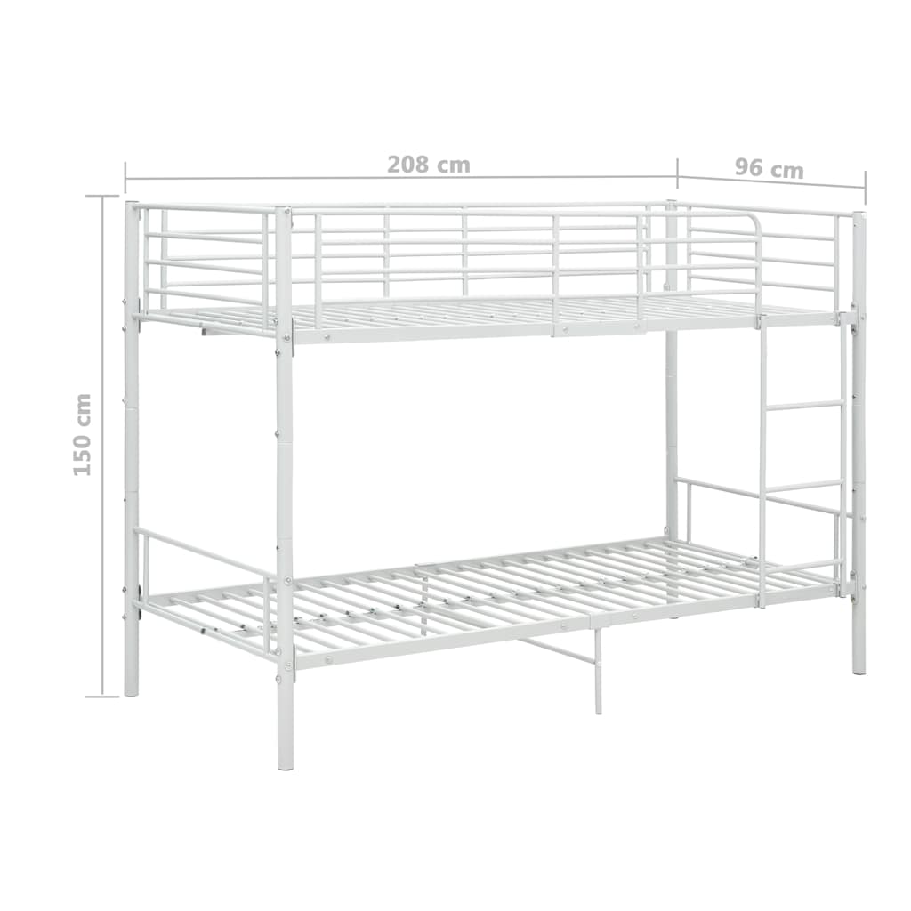 Letto a Castello Bianco in Metallo 90x200 cm | homemem39