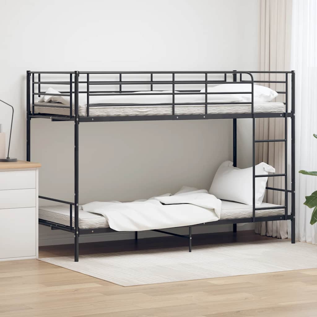 Letto a Castello Nero in Metallo 90x200 cm | homemem39
