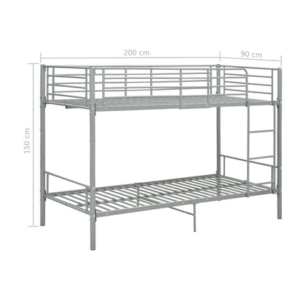 Letto a Castello Grigio in Metallo 90x200 cm | homemem39