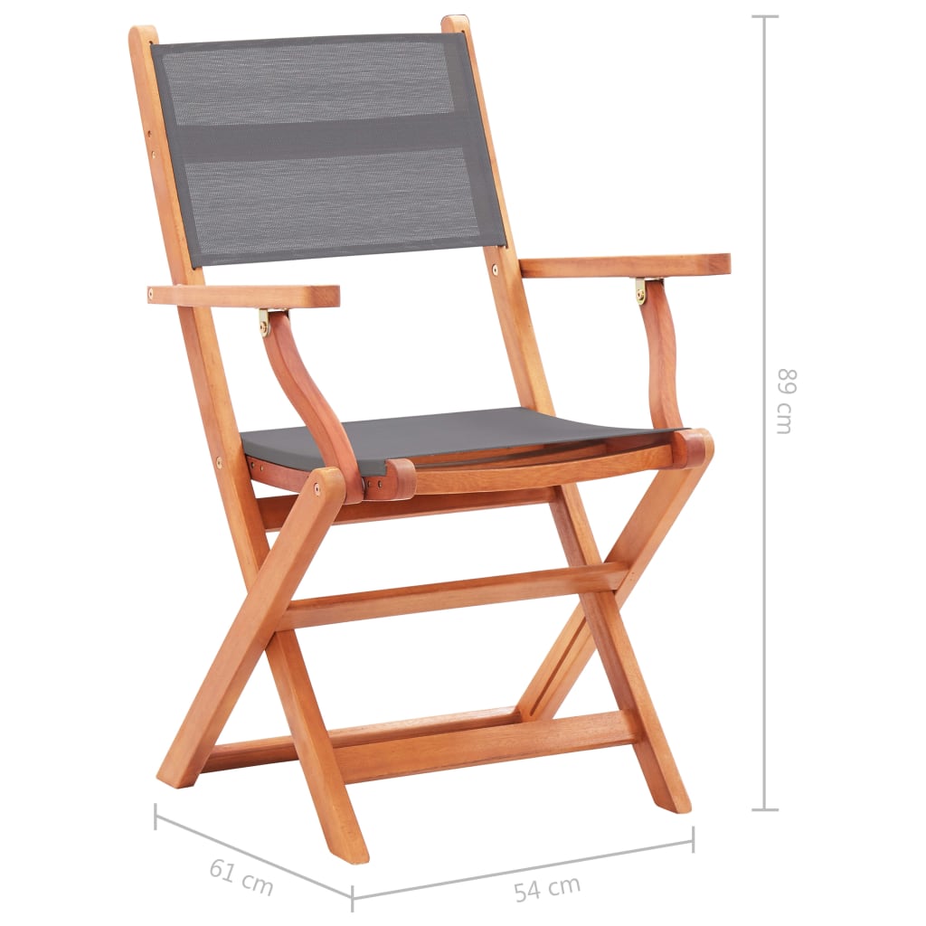 Sedie da Giardino Pieghevoli 4 pz Grigio Eucalipto e Textilene | homemem39
