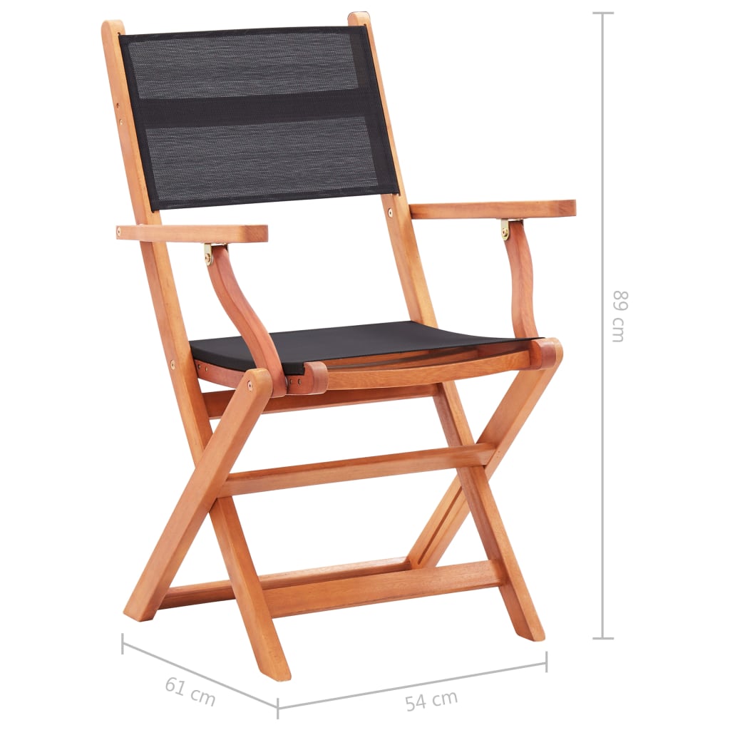 Sedie da Giardino Pieghevoli 4 pz Nere Eucalipto e Textilene | homemem39