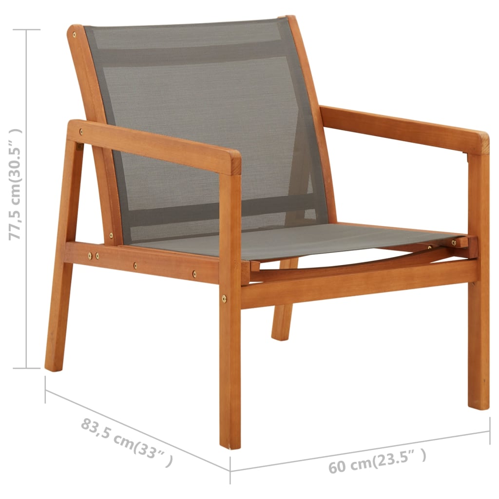 Sedia da Giardino Grigia Legno Massello Eucalipto e Textilene | homemem39