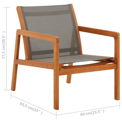 Sedia da Giardino Grigia Legno Massello Eucalipto e Textilene | homemem39
