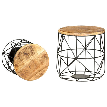 Tavolini da Salotto 2 pz in Legno Massello di Mango