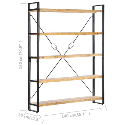 Libreria a 5 Ripiani 140x30x180 cm in Legno Massello di Mango