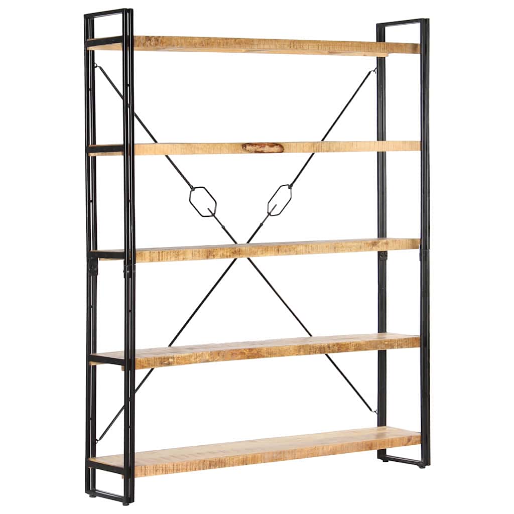 Libreria a 5 Ripiani 140x30x180 cm in Legno Massello di Mango