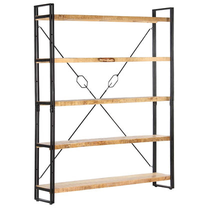 Libreria a 5 Ripiani 140x30x180 cm in Legno Massello di Mango