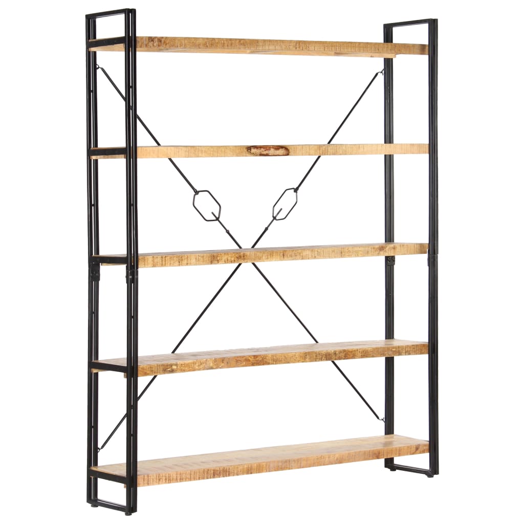 Libreria a 5 Ripiani 140x30x180 cm in Legno Massello di Mango