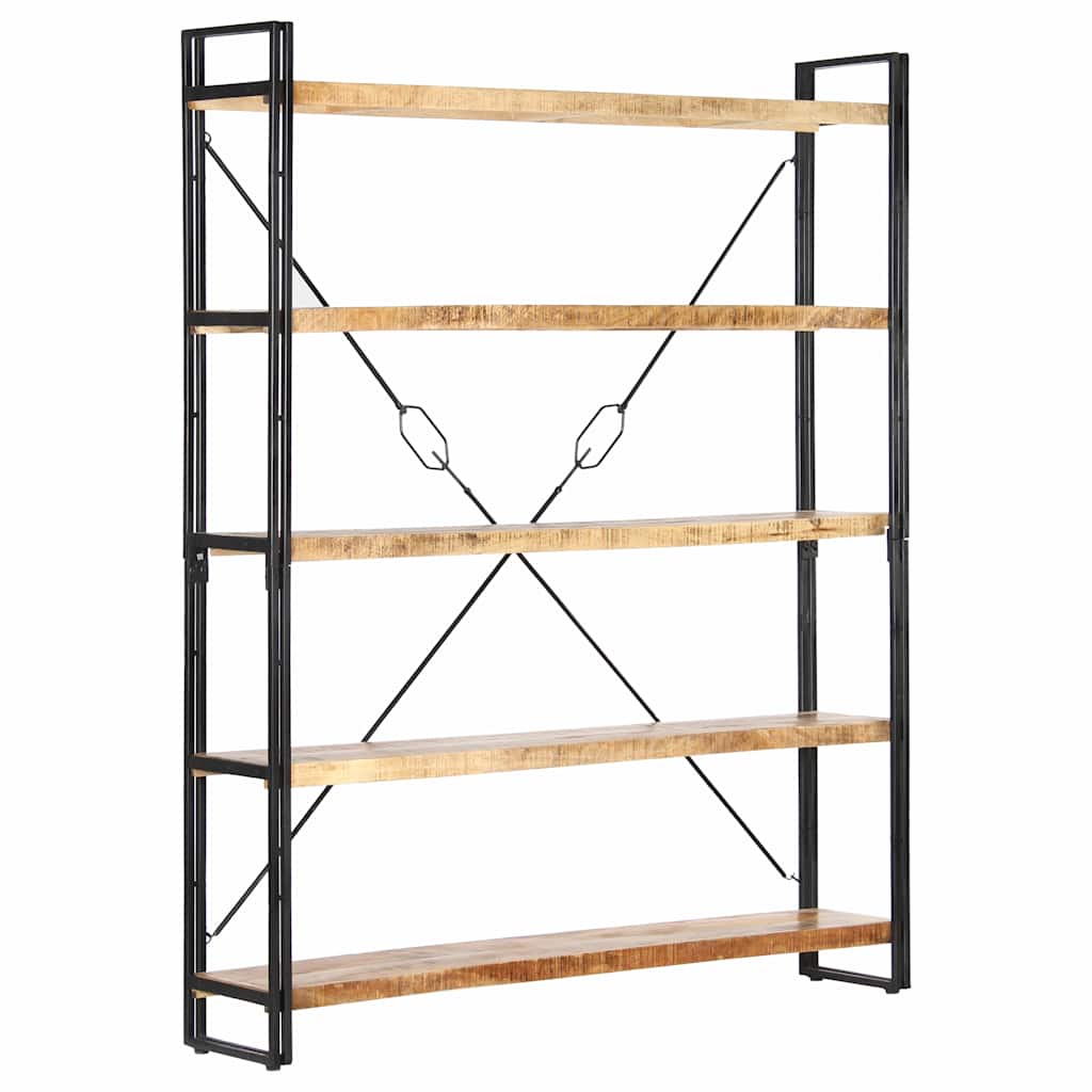 Libreria a 5 Ripiani 140x30x180 cm in Legno Massello di Mango