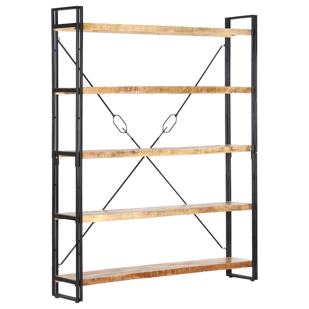 Libreria a 5 Ripiani 140x30x180 cm in Legno Massello di Mango