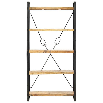 Libreria a 5 Ripiani 90x30x180 cm in Legno Massello di Mango