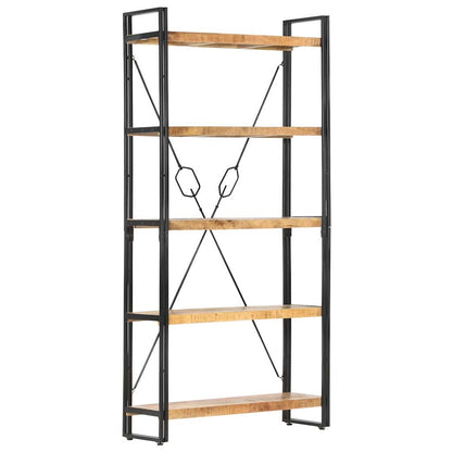Libreria a 5 Ripiani 90x30x180 cm in Legno Massello di Mango