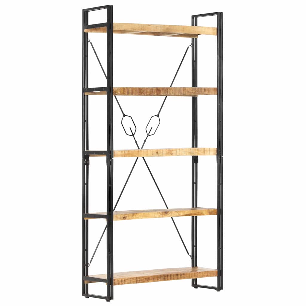 Libreria a 5 Ripiani 90x30x180 cm in Legno Massello di Mango