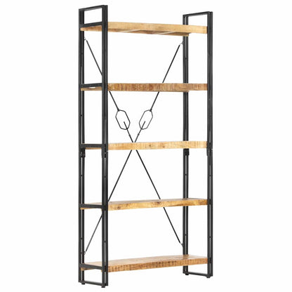 Libreria a 5 Ripiani 90x30x180 cm in Legno Massello di Mango