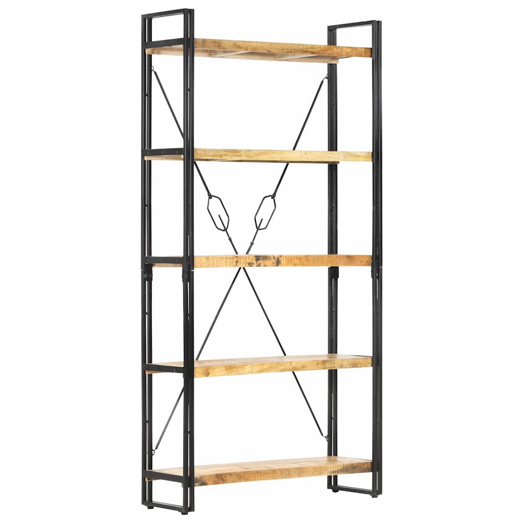 Libreria a 5 Ripiani 90x30x180 cm in Legno Massello di Mango