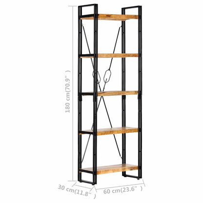 Libreria a 5 Ripiani 60x30x180 cm in Legno Massello di Mango