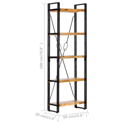 Libreria a 5 Ripiani 60x30x180 cm in Legno Massello di Mango