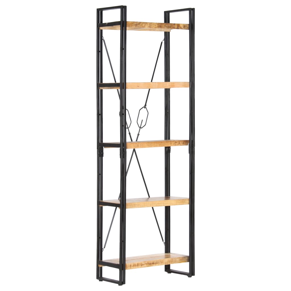 Libreria a 5 Ripiani 60x30x180 cm in Legno Massello di Mango | homemem39