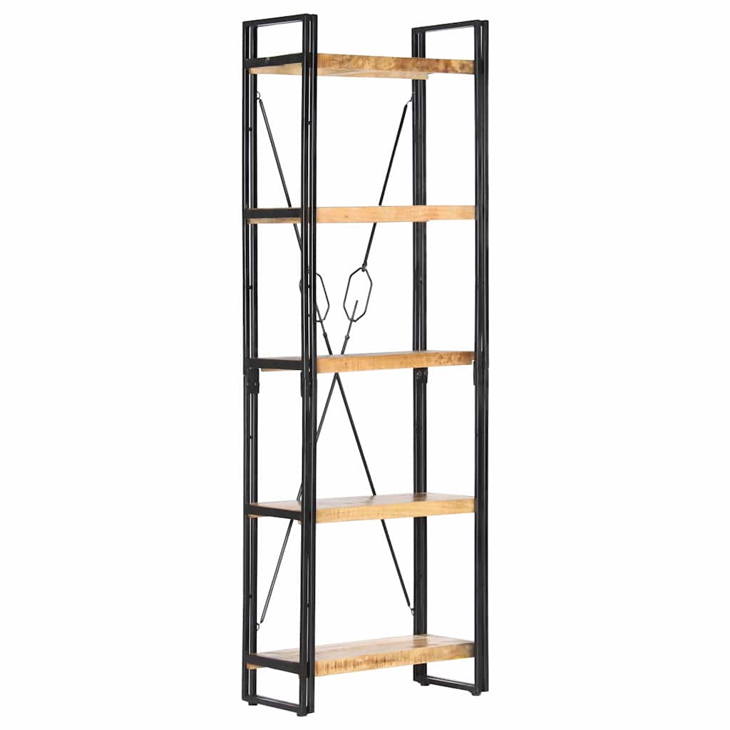 Libreria a 5 Ripiani 60x30x180 cm in Legno Massello di Mango
