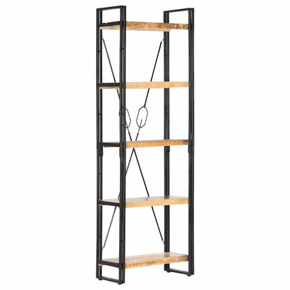 Libreria a 5 Ripiani 60x30x180 cm in Legno Massello di Mango