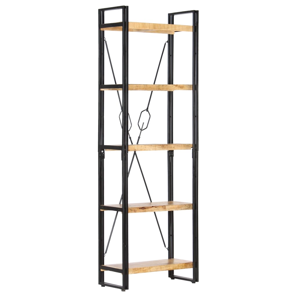 Libreria a 5 Ripiani 60x30x180 cm in Legno Massello di Mango | homemem39