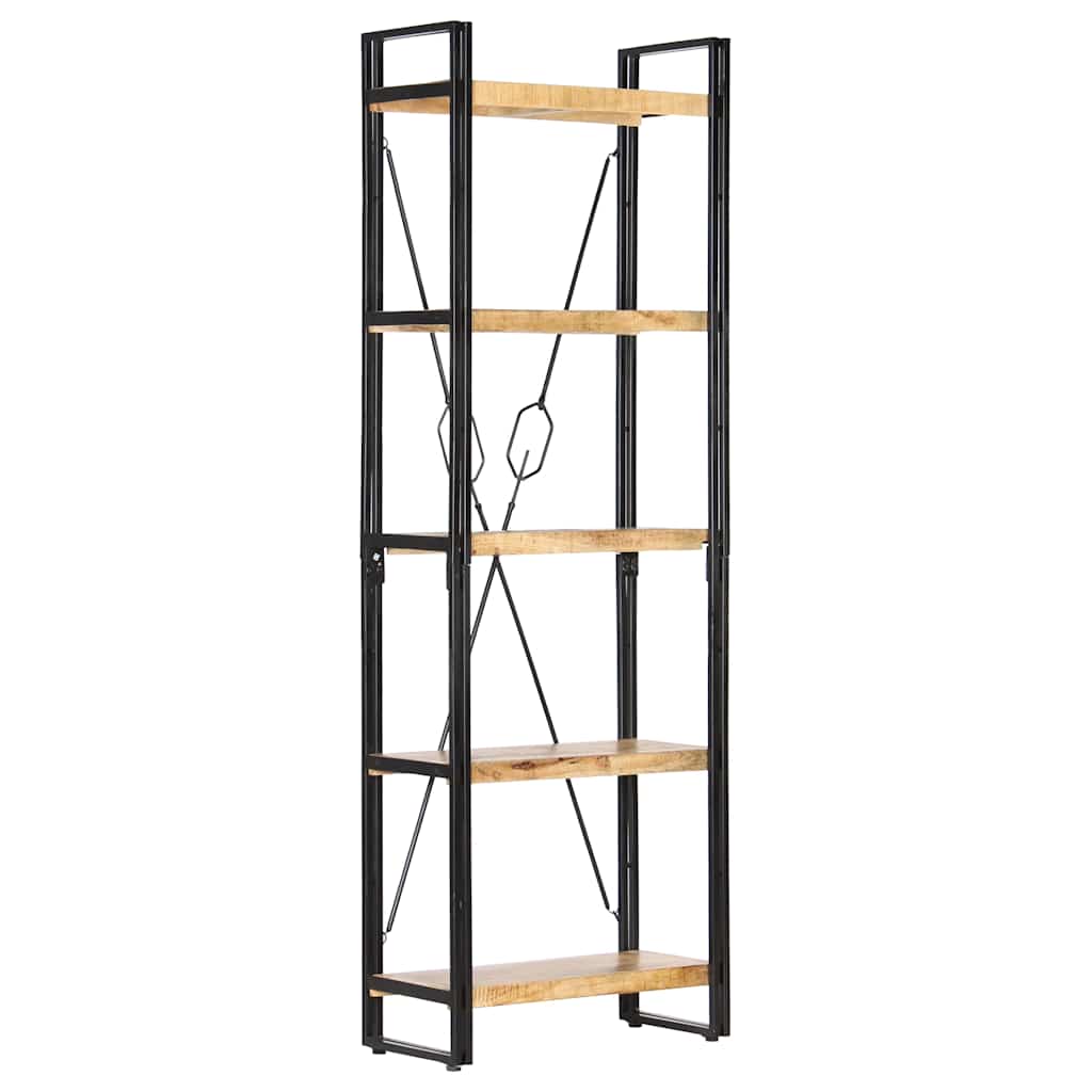 Libreria a 5 Ripiani 60x30x180 cm in Legno Massello di Mango