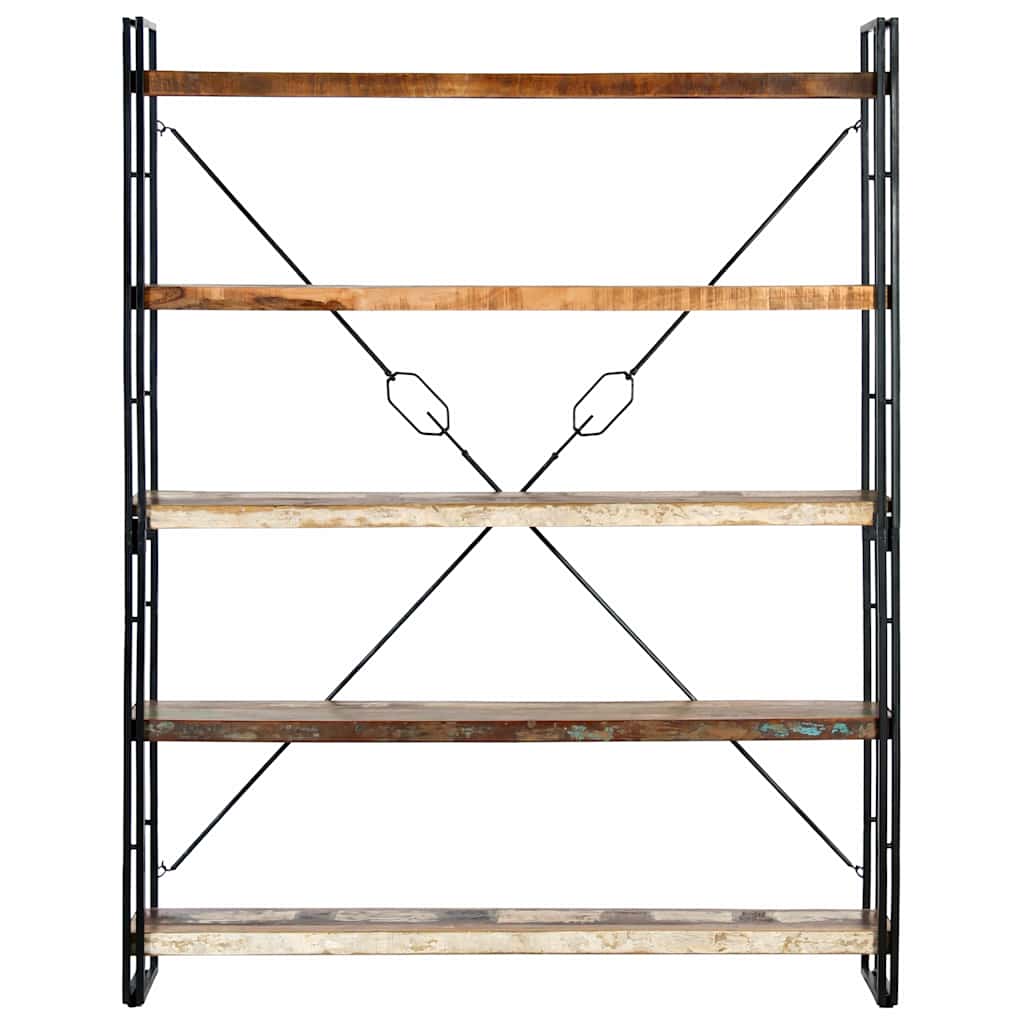 Libreria a 5 Ripiani 140x30x180 cm in Massello di Recupero