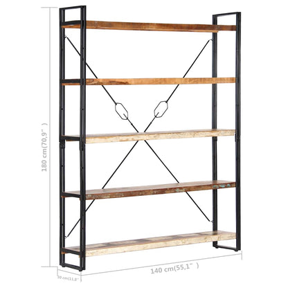 Libreria a 5 Ripiani 140x30x180 cm in Massello di Recupero