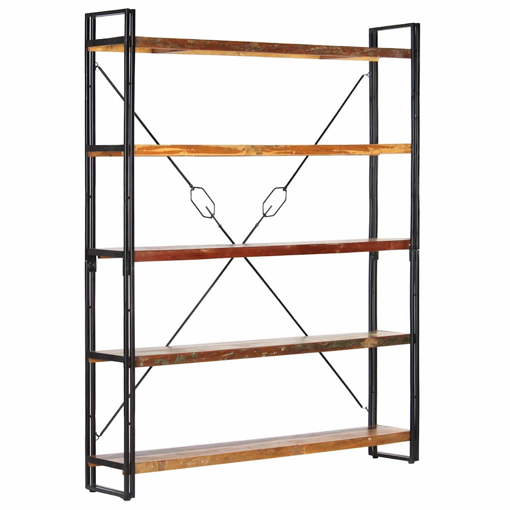 Libreria a 5 Ripiani 140x30x180 cm in Massello di Recupero