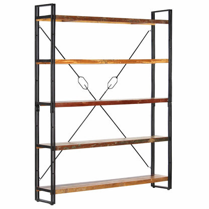 Libreria a 5 Ripiani 140x30x180 cm in Massello di Recupero