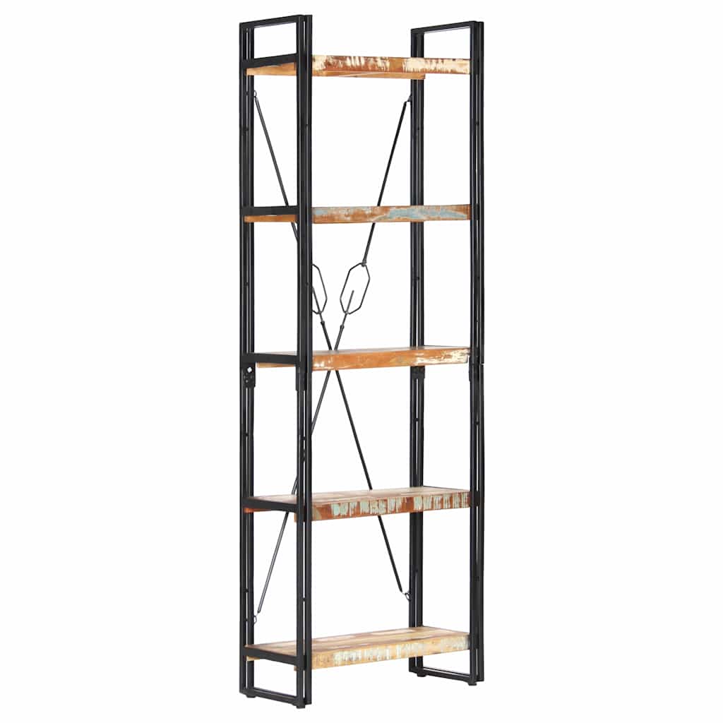 Libreria a 5 Ripiani 60x30x180 cm in Massello di Recupero