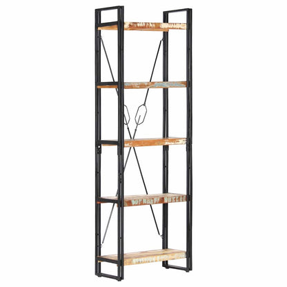 Libreria a 5 Ripiani 60x30x180 cm in Massello di Recupero