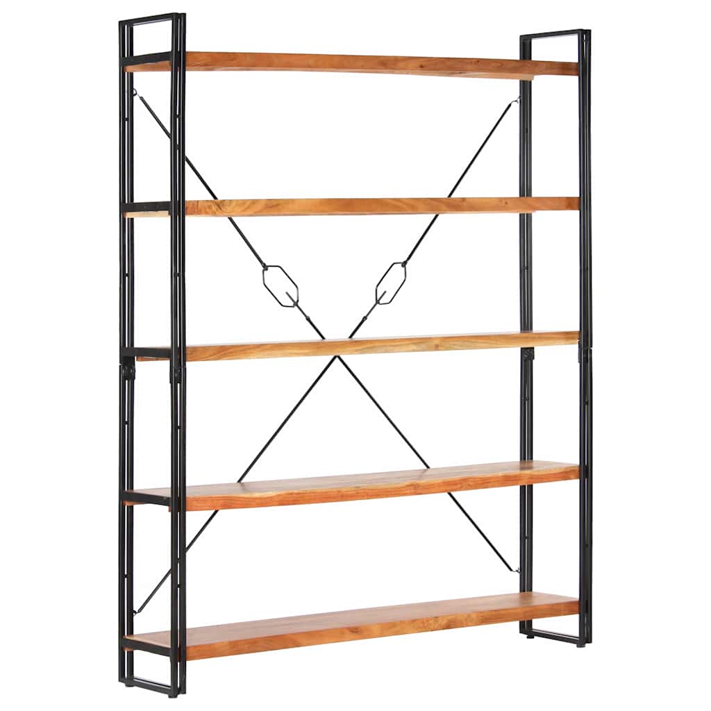 Libreria a 5 Ripiani 140x30x180 cm in Legno Massello di Acacia | homemem39
