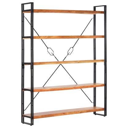 Libreria a 5 Ripiani 140x30x180 cm in Legno Massello di Acacia