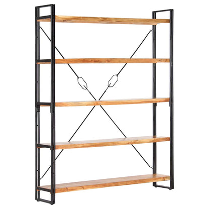 Libreria a 5 Ripiani 140x30x180 cm in Legno Massello di Acacia | homemem39