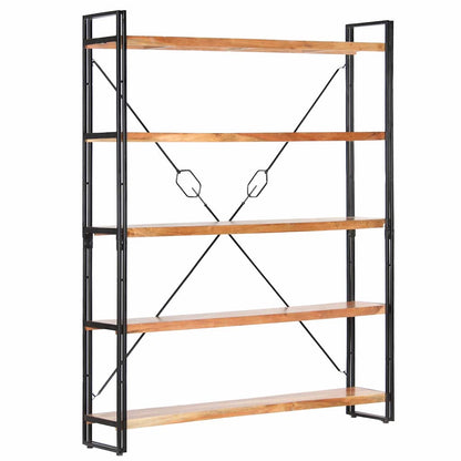 Libreria a 5 Ripiani 140x30x180 cm in Legno Massello di Acacia