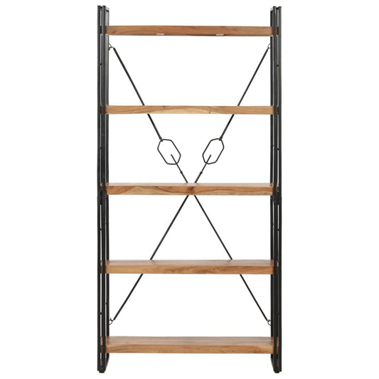 Libreria a 5 Ripiani 90x30x180 cm in Legno Massello di Acacia | homemem39