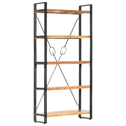 Libreria a 5 Ripiani 90x30x180 cm in Legno Massello di Acacia