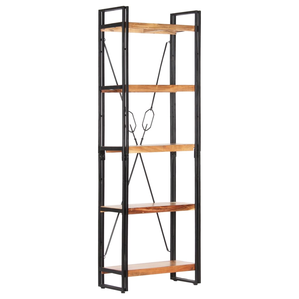 Libreria a 5 Ripiani 60x30x180 cm in Legno Massello di Acacia | homemem39