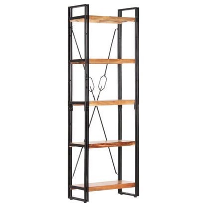Libreria a 5 Ripiani 60x30x180 cm in Legno Massello di Acacia | homemem39