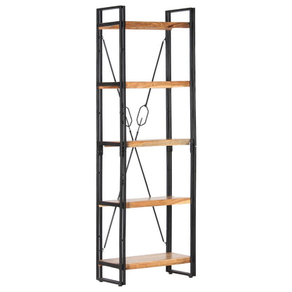 Libreria a 5 Ripiani 60x30x180 cm in Legno Massello di Acacia | homemem39