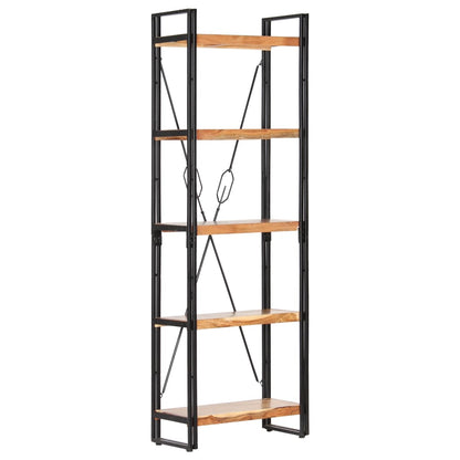 Libreria a 5 Ripiani 60x30x180 cm in Legno Massello di Acacia
